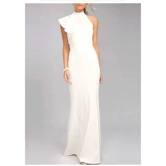 LULUS Women's a Dress‎ Gown Size Medium Margaux One Shoulder Maxi Stretch Jersey - Picture 1 of 13